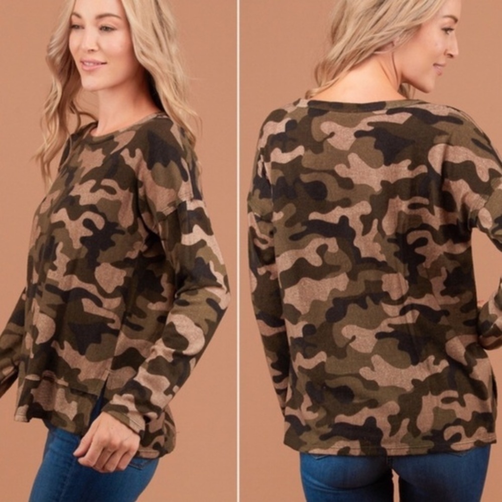 VALMARIE Boutique Camo Top, size small - Picture 3 of 3